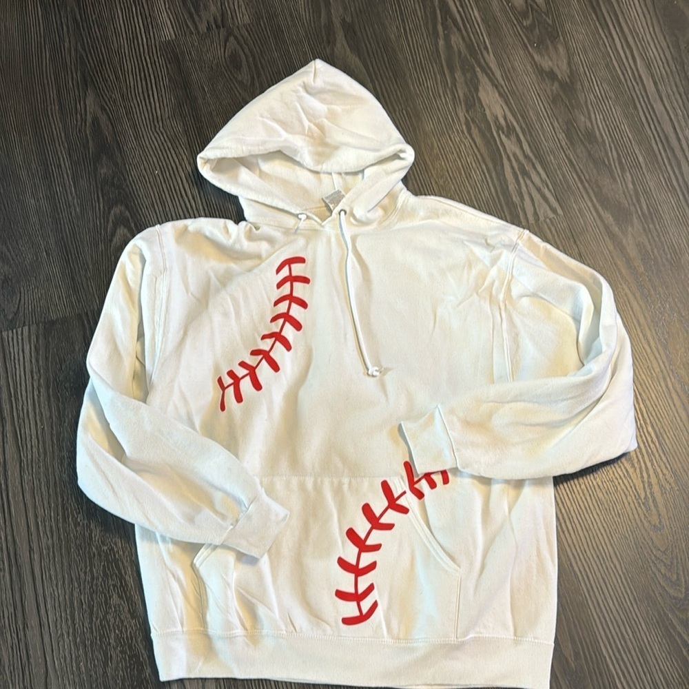 JERZEE BASEBALL HOODIE SZ XL PIT TO PIT 22” LENGTH 29”